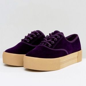 Monki Exclusive Crushed Velvet Platform Sneakers